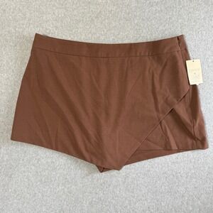 A New Day Skort Minimalist 16 Brown NEW Wrap Front Side Zip 018112779